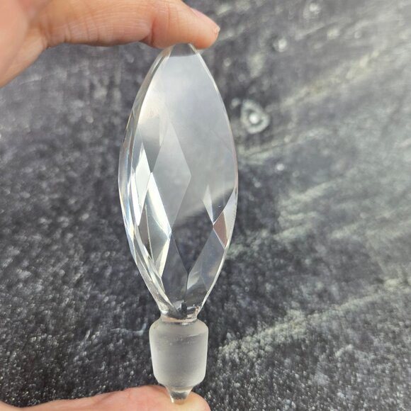 Vintage Hand Cut Highly Polished Prism Clear Crystal Perfume Bottle with Stopper - Picture 12 of 16
